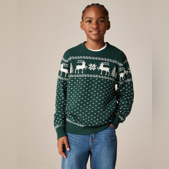 J. Crew Other - J Crew Kids' reindeer Fair Isle sweater in wool blend CO778